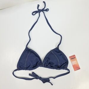 Cupshe JoJo Fletcher Escaping Denim Effect Bikini Top Blue Size S NWT